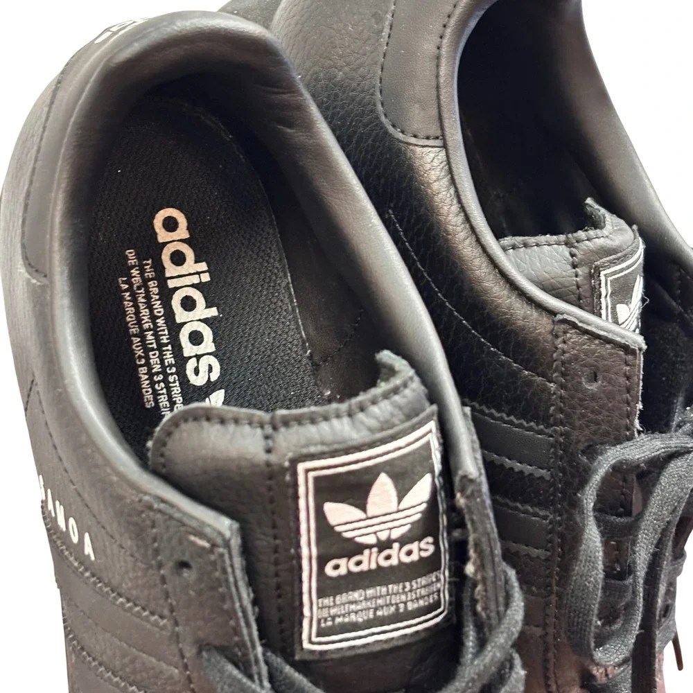 Adidas Samoa Mens Sneakers Core Black Leather Retro Low Top IG1817 Size 8